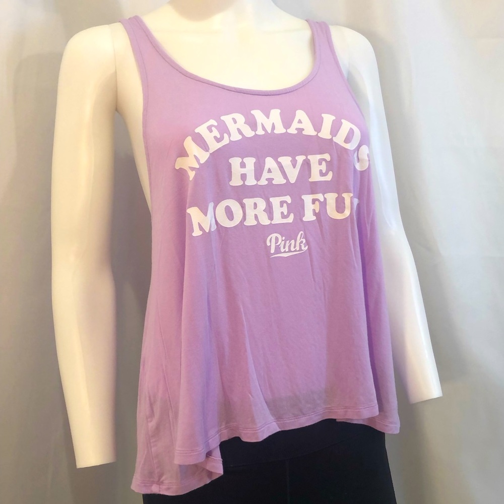 Purple “Mermaids Have More Fun” Racerback Hi-Lo Tank Top, Supersoft, Size M